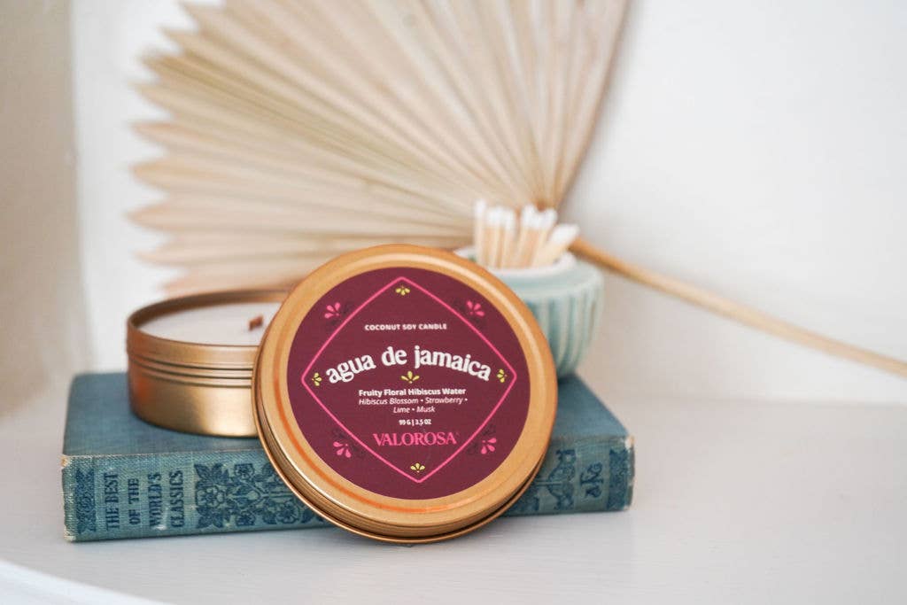 Agua de Jamaica Candle Tin | Hibiscus, Strawberry, Lime