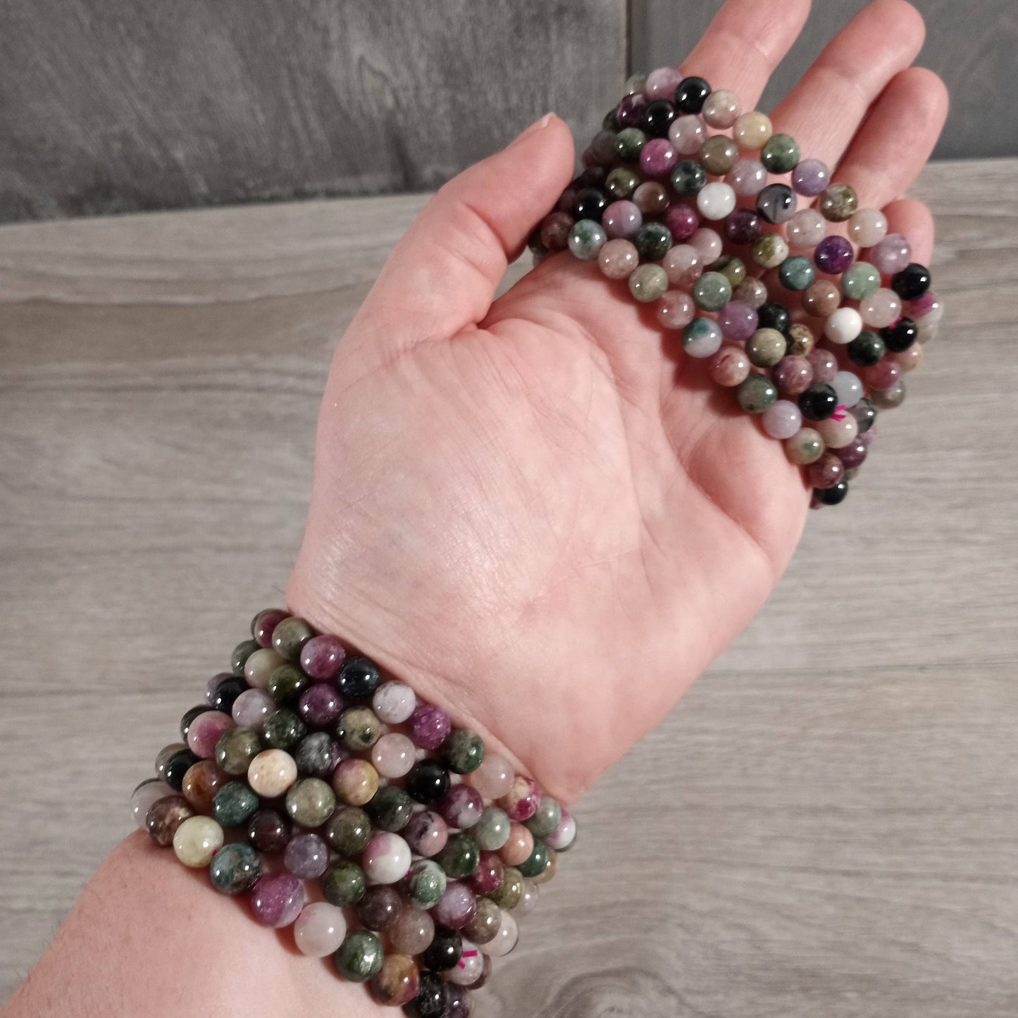 Gemstone Beaded Stretch Bracelets 6mm  : Black Moonstone