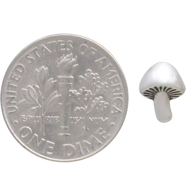 Sterling Silver or Bronze Mushroom Post Earrings 8x6mm: Recycled Sterling Silver