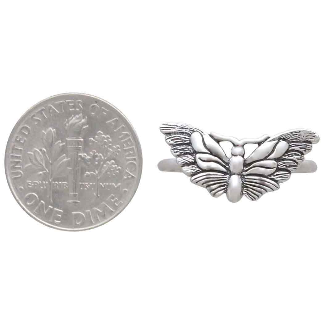 Sterling Silver or Bronze Butterfly Moth Ring: Bronze / 8
