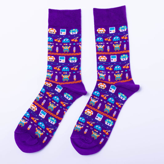 Vintage Gamer Socks - Men's Crew Retro Socks for Tech Lovers