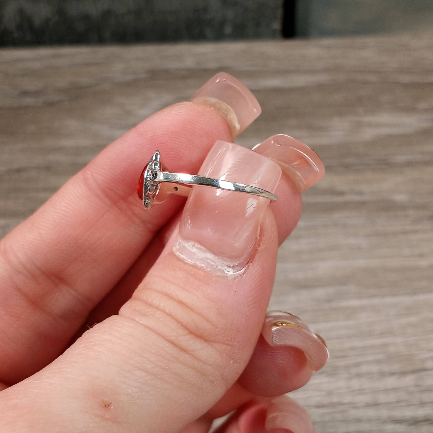 Gemstone Sterling Silver Ring Hamsa Hand Boho: Citrine / 7