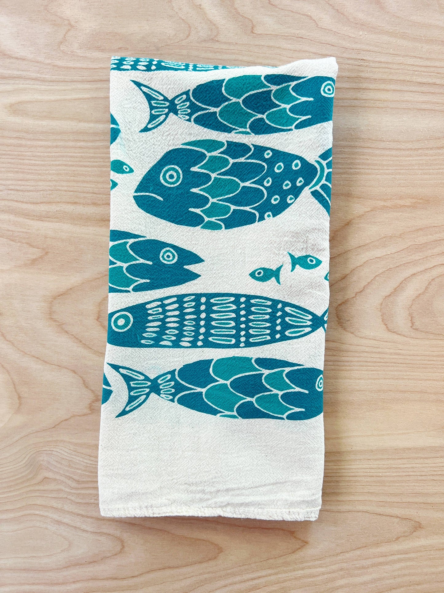 Fish Tribe Tea Towel: Dark Teal/turquoise