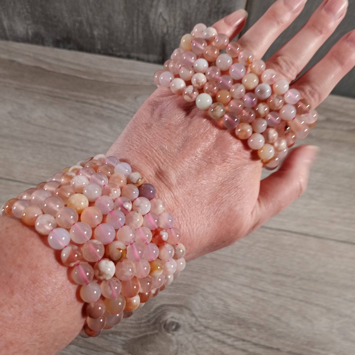 8mm Round Gemstone Beaded Bracelets – Assorted Crystals Bulk: Lavastone