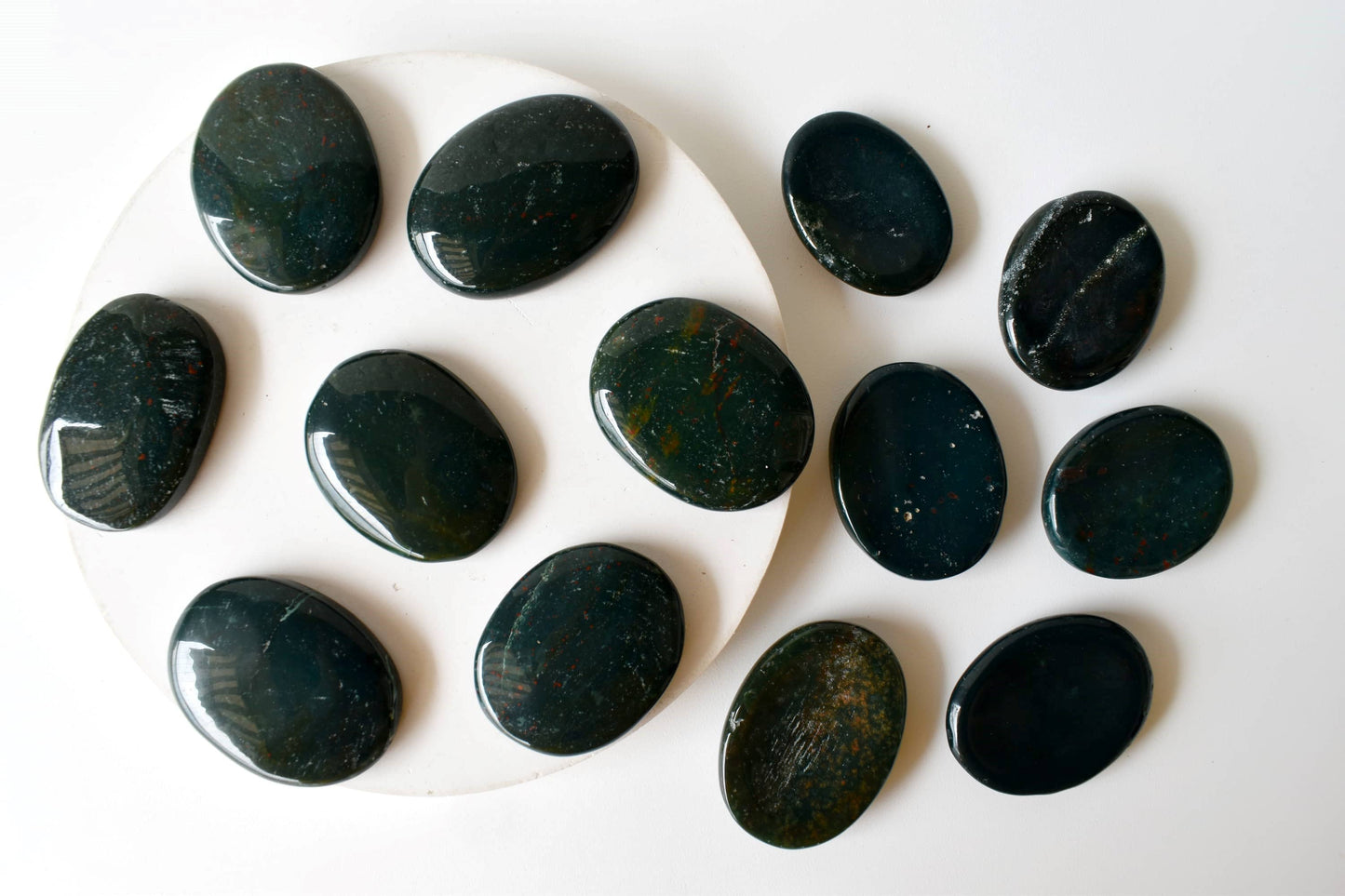 Palm Stones | Bloodstone | Thumb Crystal | Pocket Gemstone: Thumb Indent (Worry Stone)