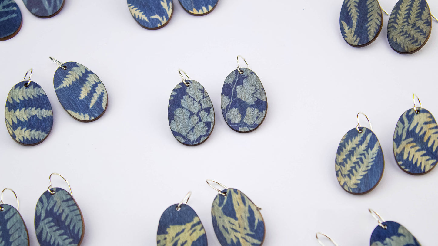 Earrings - Cyanotype