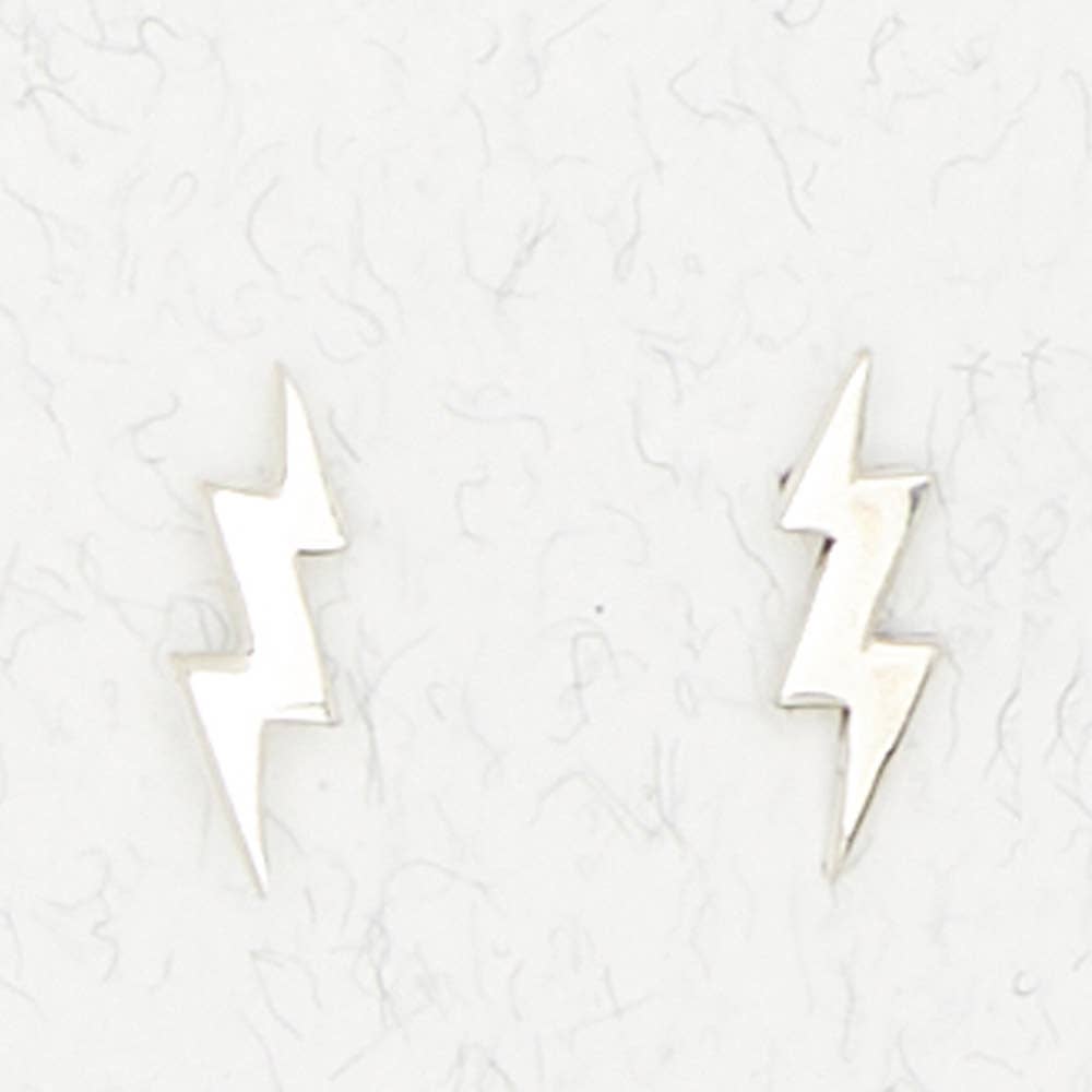 Sterling Silver Ear Studs - Lightning Bolt: Sterling Silver
