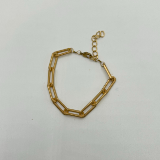 Matte Gold Paperclip Chain Bracelet: Large