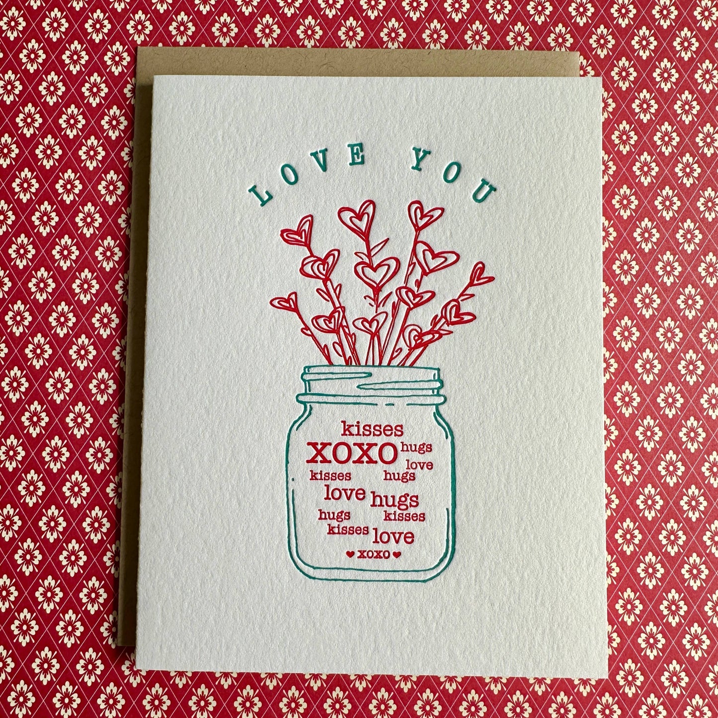 Love Jar of Hearts - letterpress card
