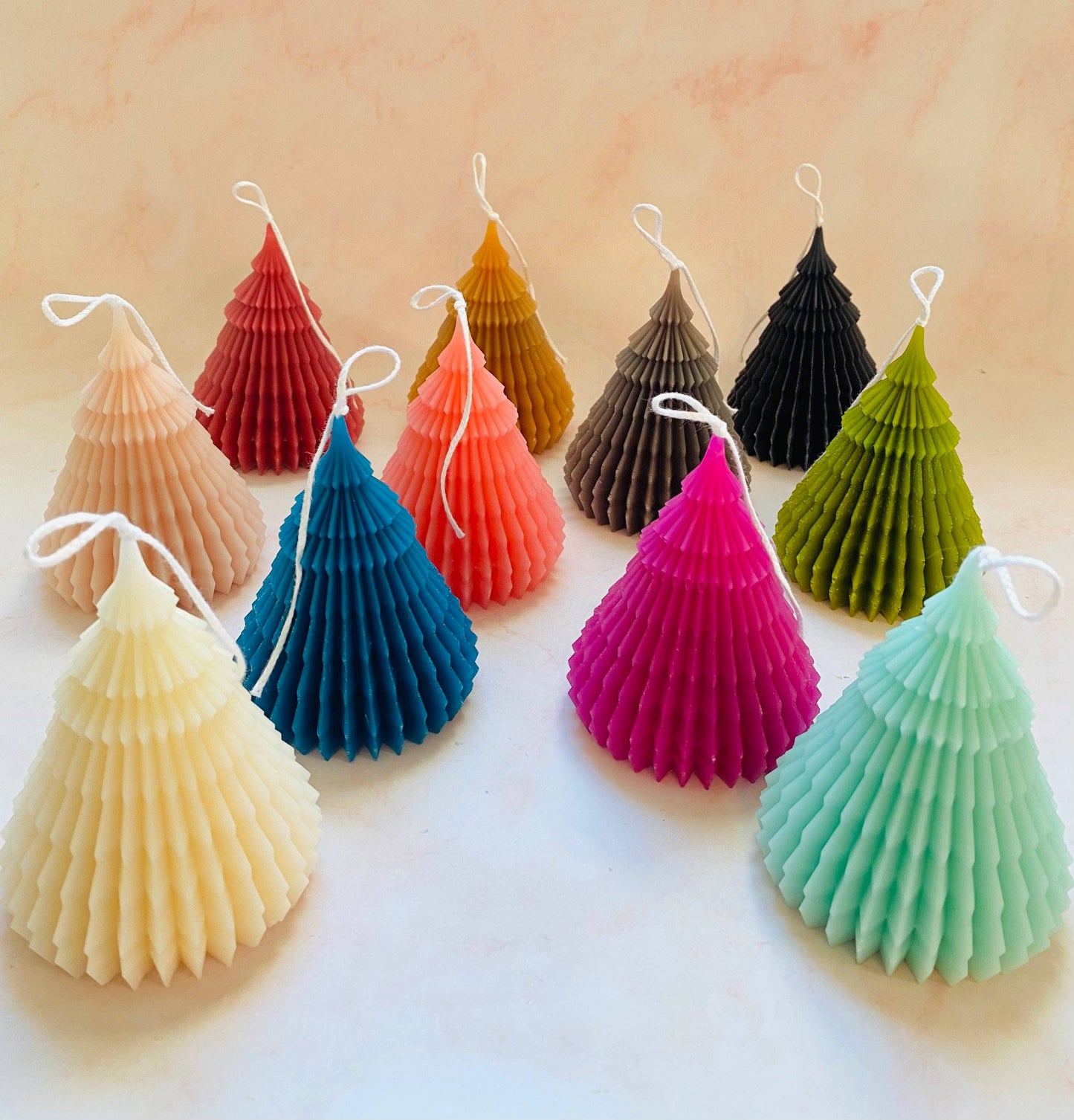Small Origami Christmas Tree Beeswax Candle: Wine