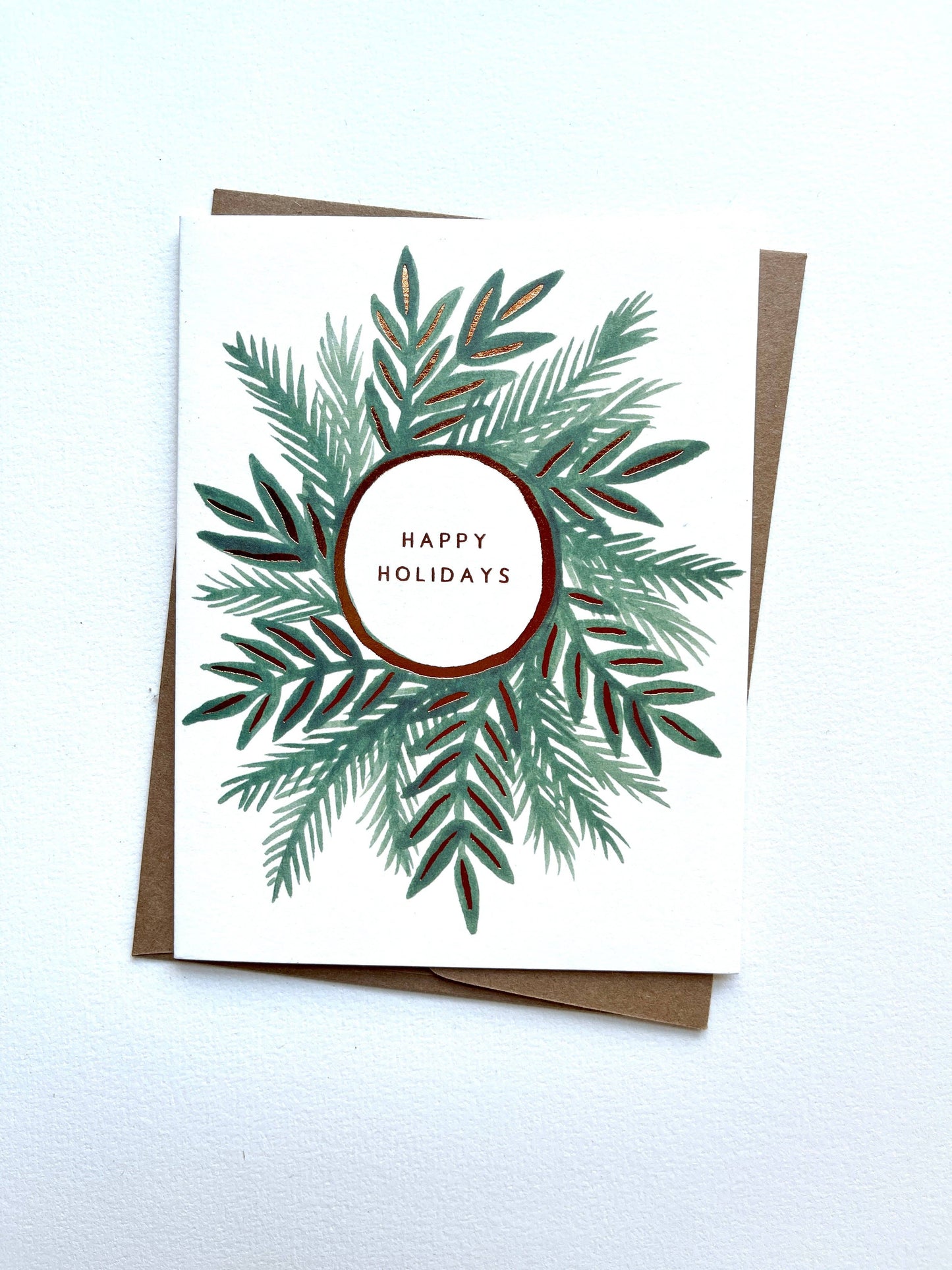 "Happy Holidays" Foil Stamped Cards: Box of Six
