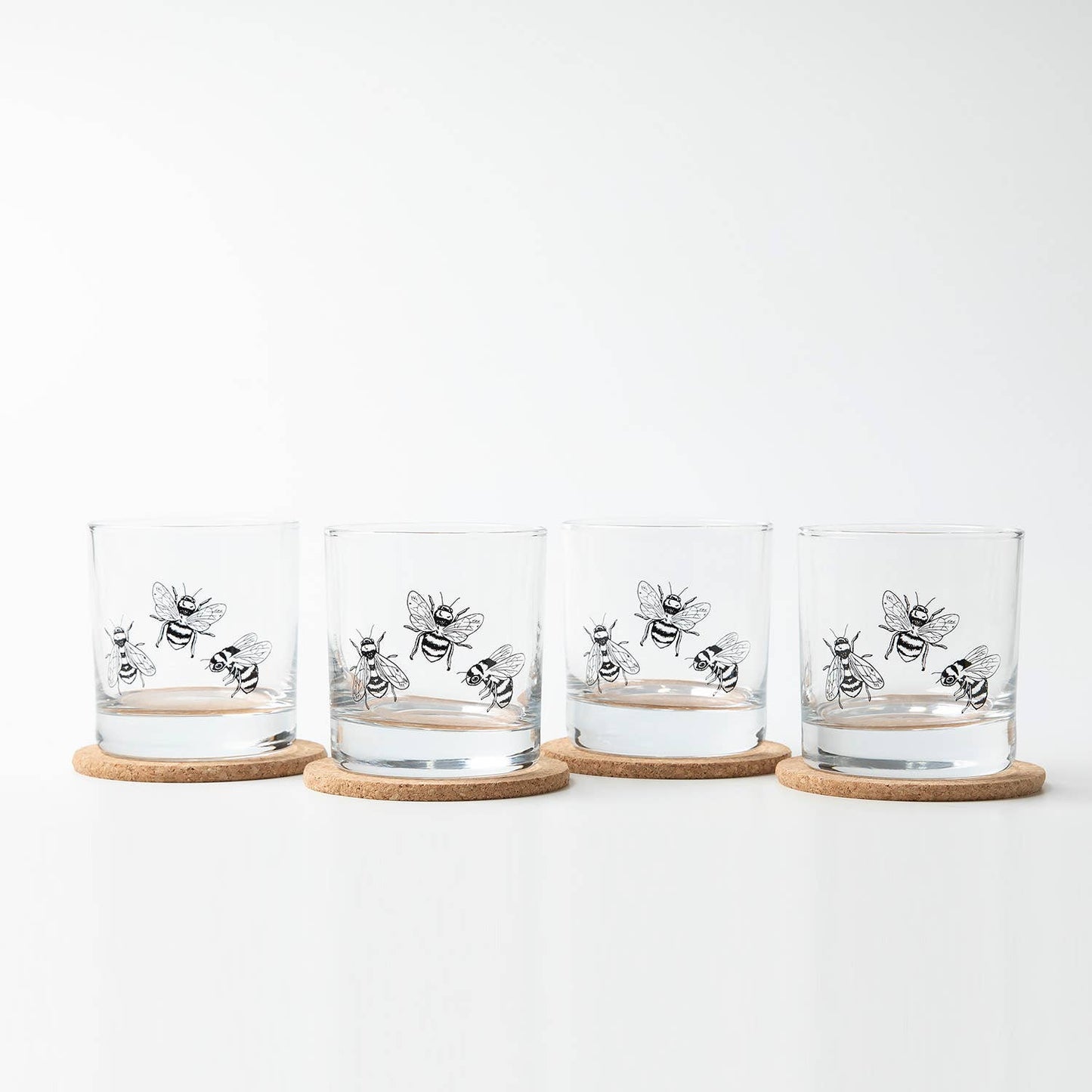 Bumble Bee Rocks Glass | Whiskey Glasses: 1 Glass