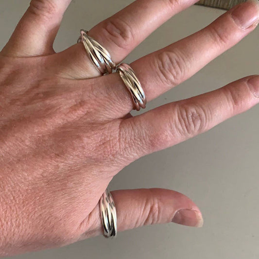 Sterling Silver Rolling Triple Band Ring
