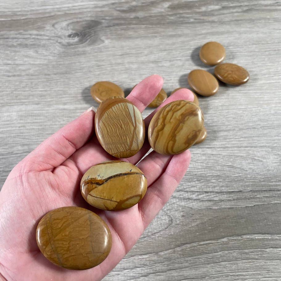 Gemstone Palm Stones 45mm – Bulk Crystal Supplies: Assorted (may be man made dyed or treated)