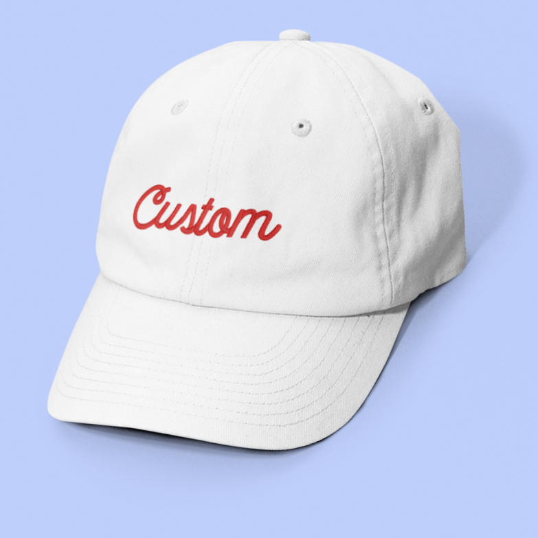 East Rock Text Script Dad Hat -  Embroidered Ball Cap: Seafoam / Navy Text