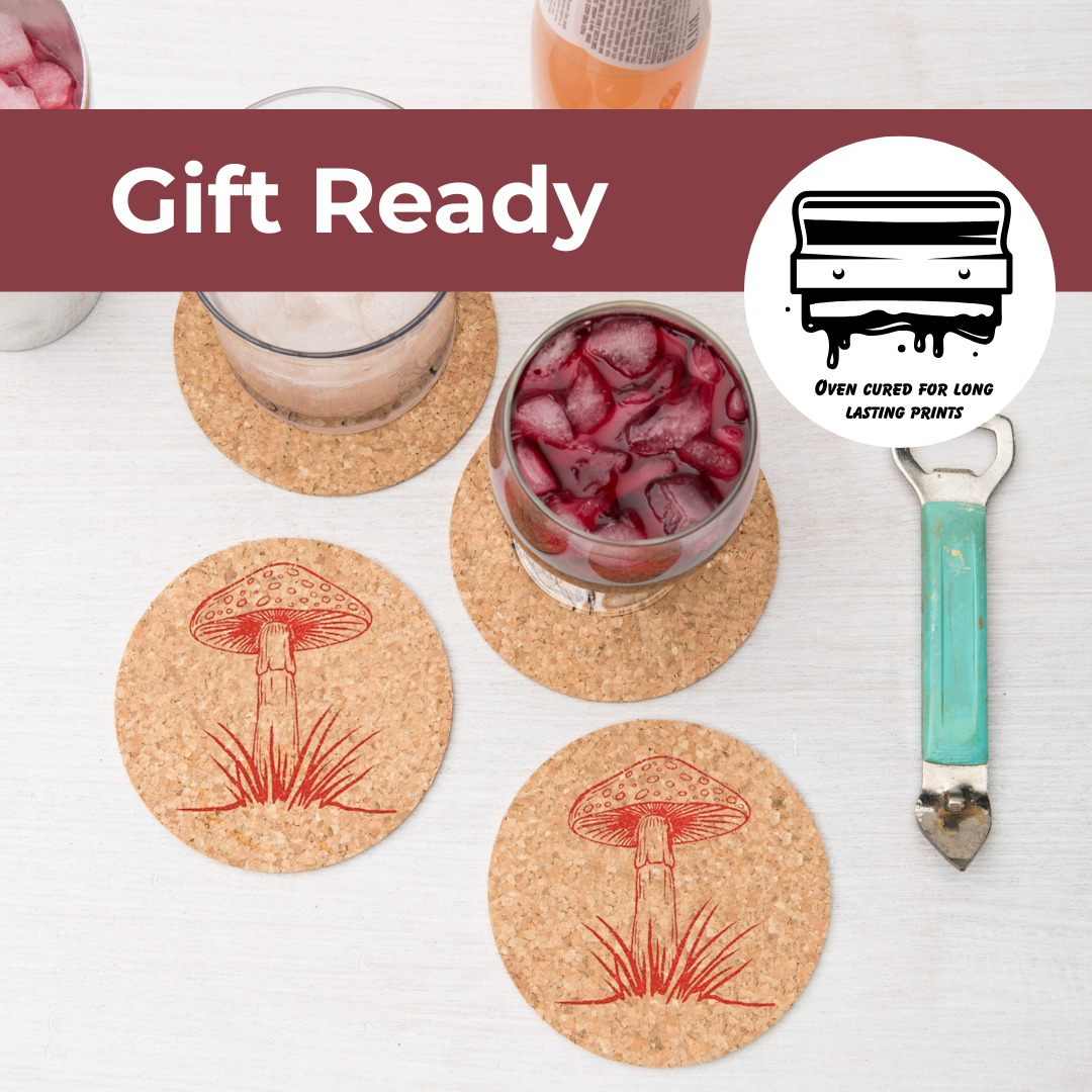 Mushroom Cork Coasters | Handmade | Eco-Friendly