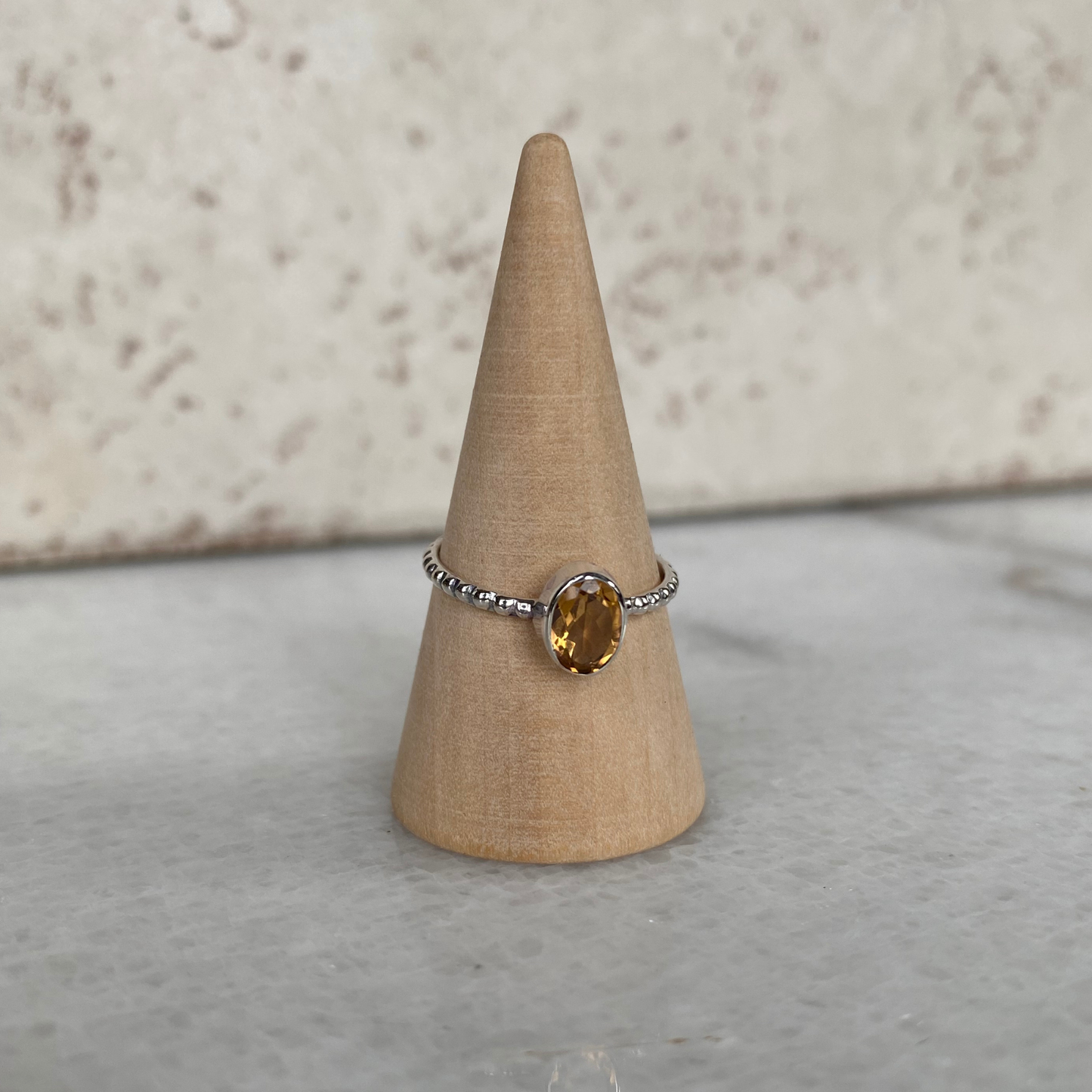 Silver Beaded Band Stone Ring Turquoise Lapis Citrine Oval: 11 / Emerald