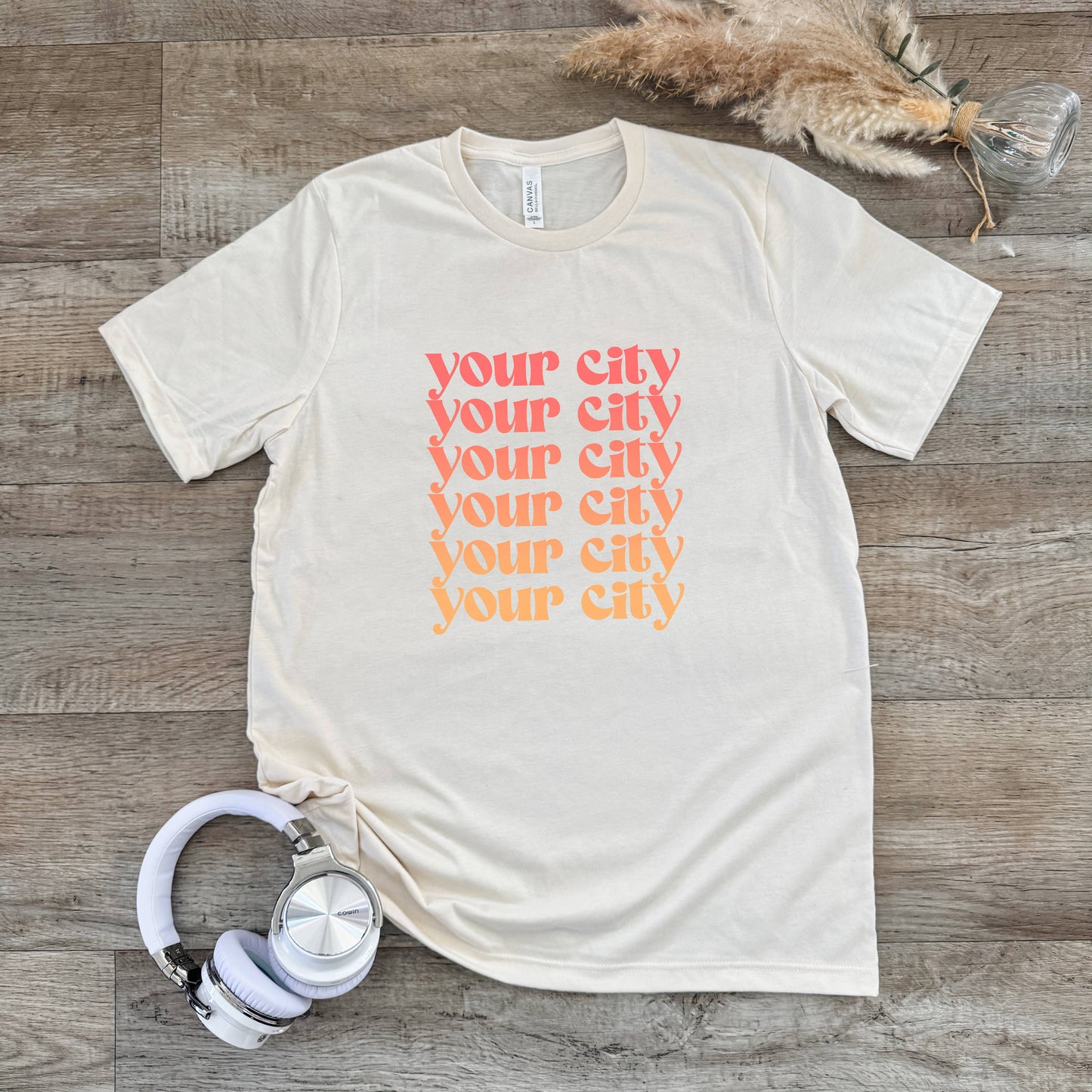 Your City, Ombre - Natural Unisex Tee - Customizable, Custom: Blue/Purple Ombre / Small