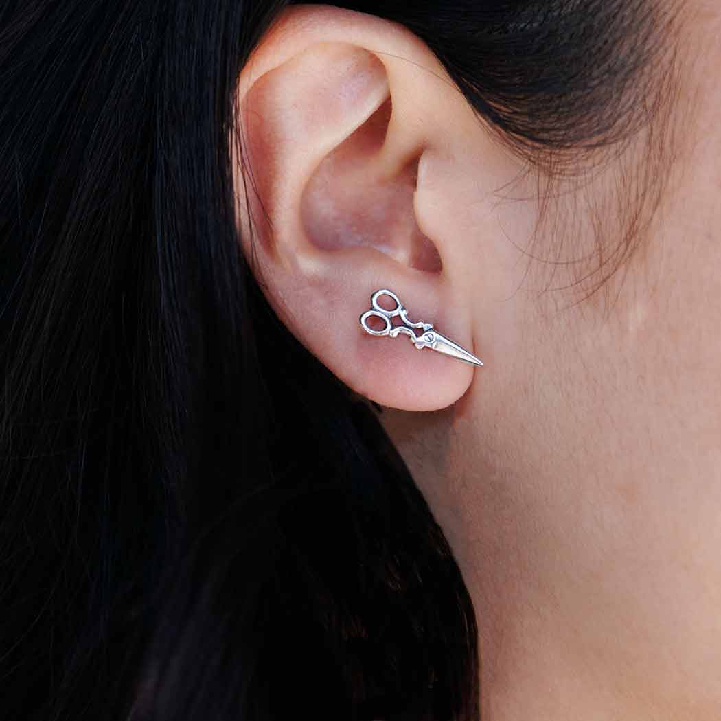 Bronze Scissor Post Earrings 17x7mm: