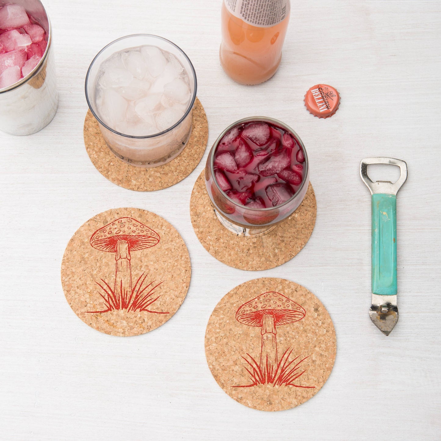 Mushroom Cork Coasters | Handmade | Eco-Friendly