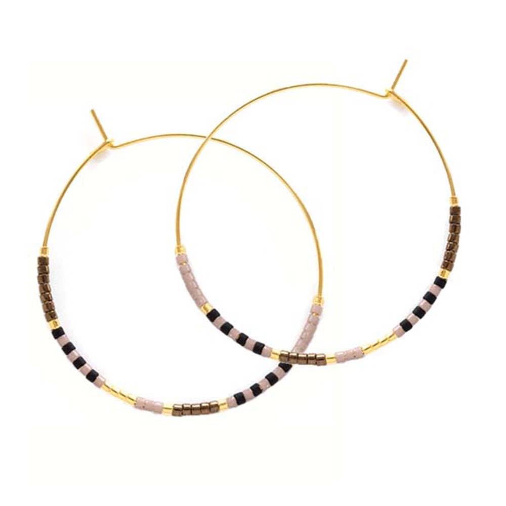 Japanese Seed Bead Hoops- multiple colorways: Champagne