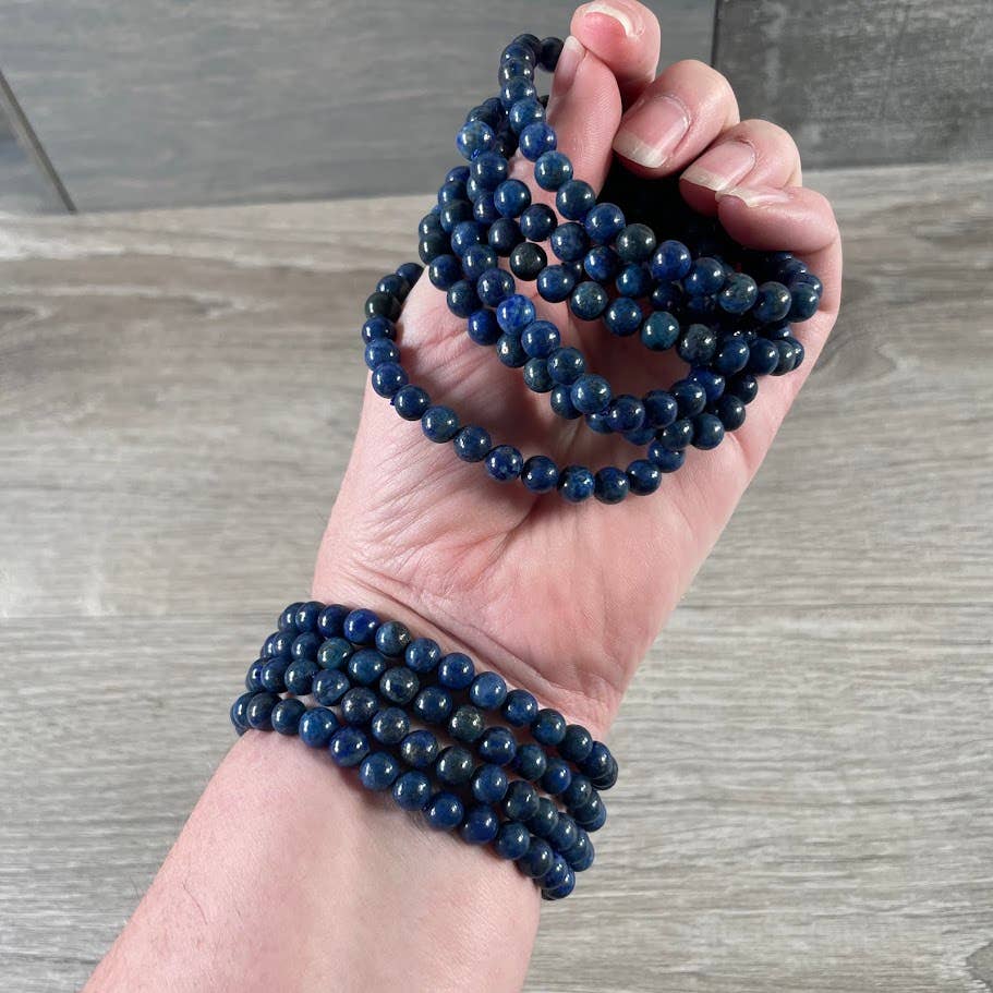 Gemstone Beaded Stretch Bracelets 6mm  : Black Moonstone
