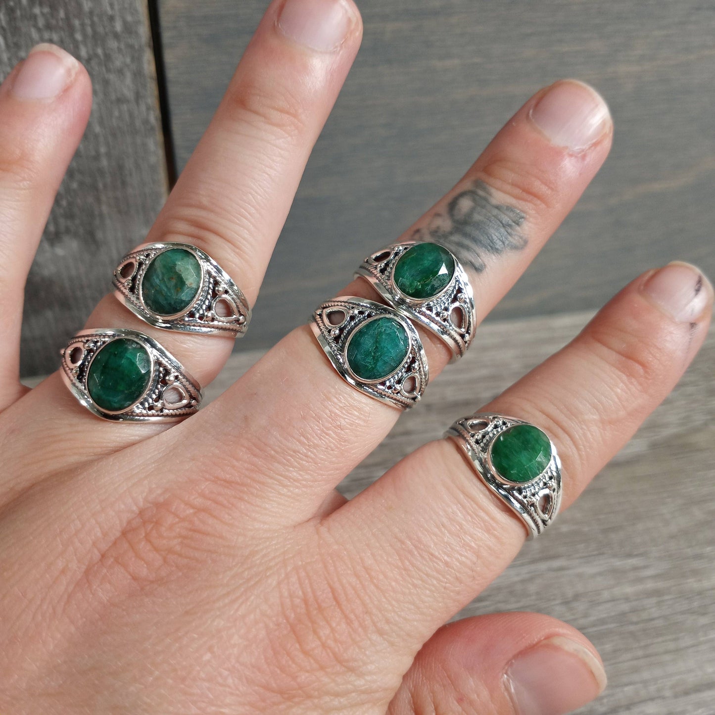 Gemstone Sterling Silver Boho Statement Ring: Labradorite / Size 6