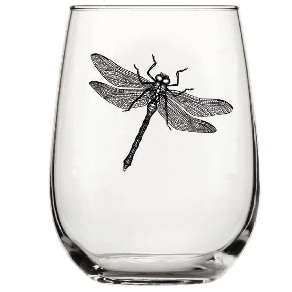 Dragonfly Wine Glass | Stemless | 17 oz Capacity