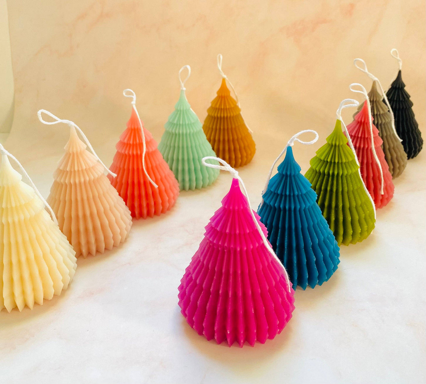 Small Origami Christmas Tree Beeswax Candle: Wine