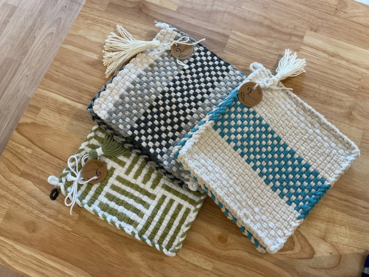 Hand woven pot holders